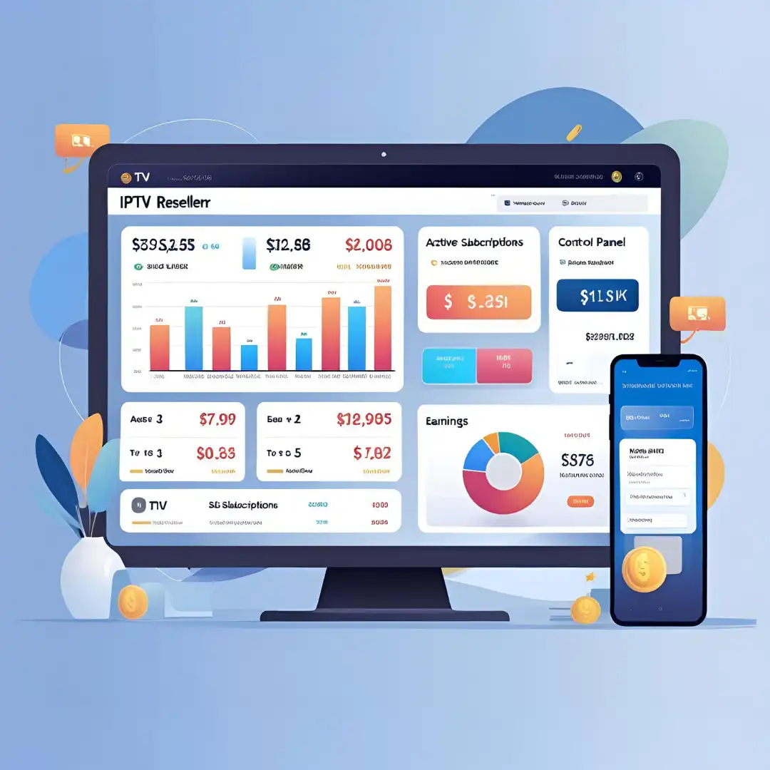 Dashboard used by IPTV resellers to monitor subscriptions and sales
